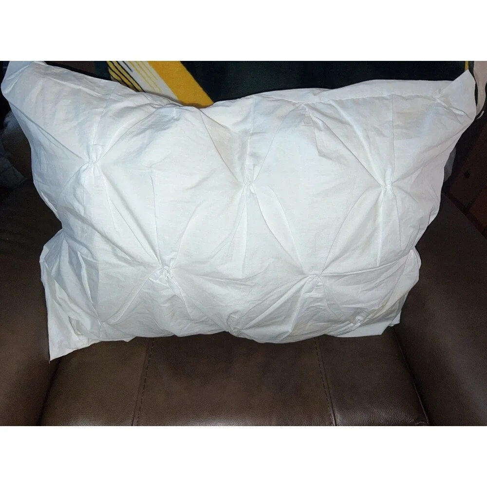 West Elm Pintuck Organic Cotton Pillowcase Sham Lot of 3 Standard White Coastal